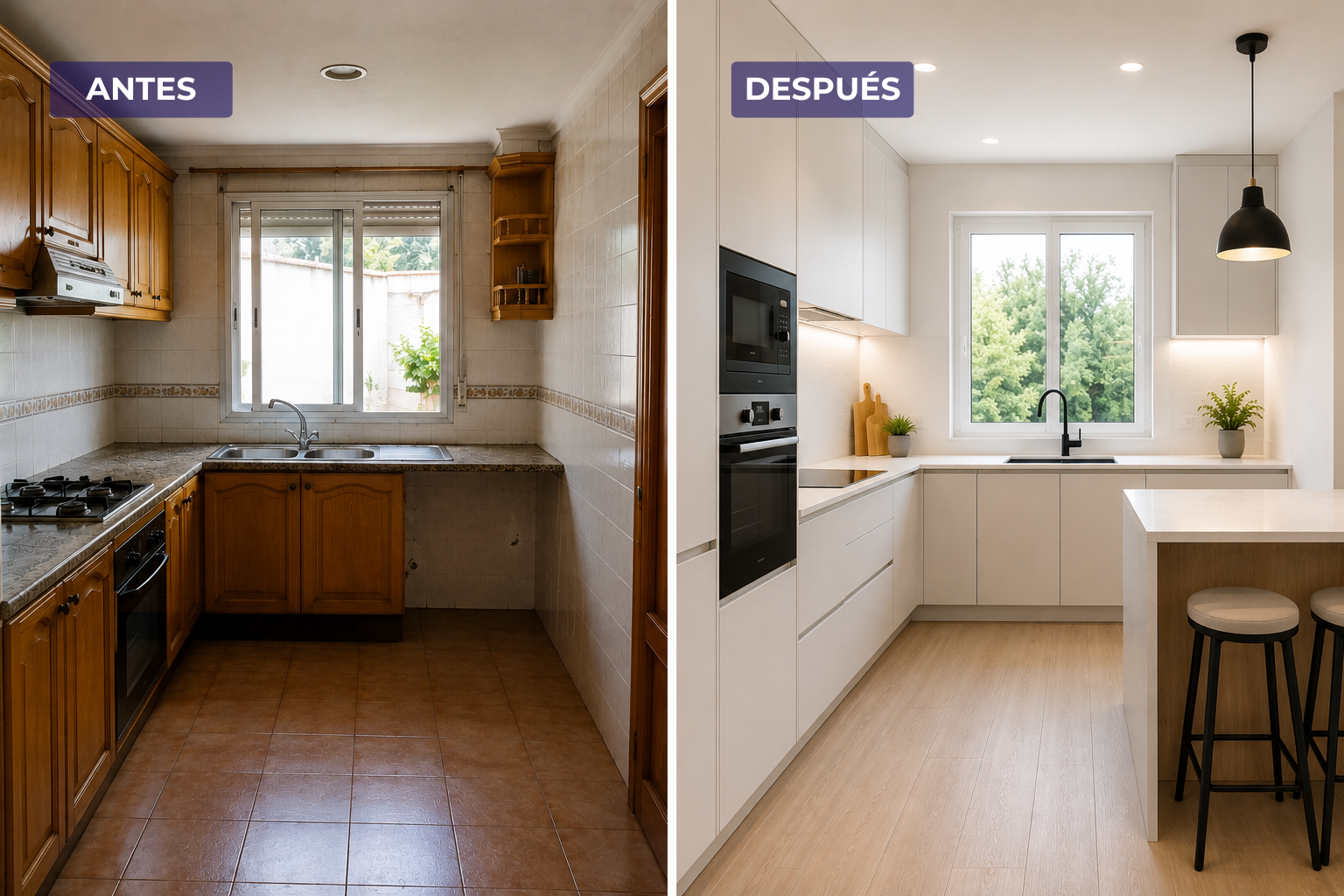 antes y después de una reforma integral de vivienda