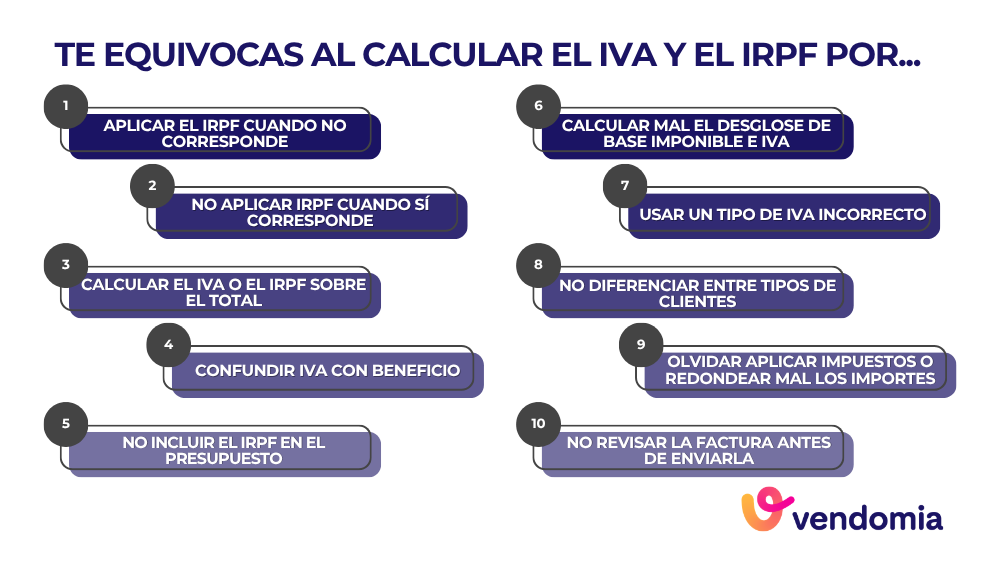 Errores comunes al calcular el IVA y el IRPF
