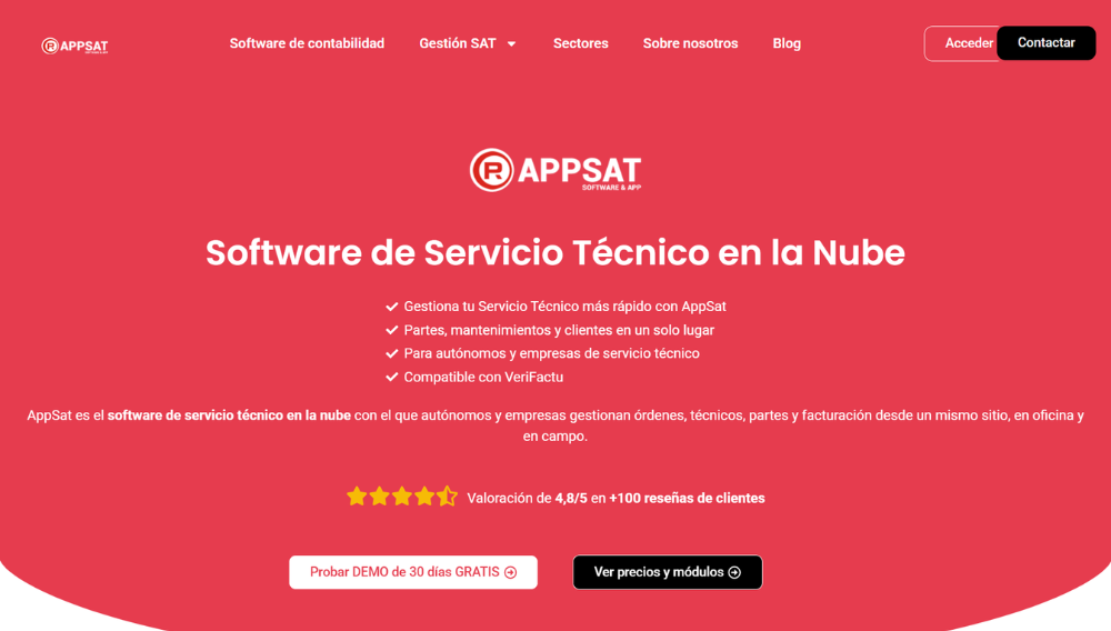Captura de pantalla de la página web de AppSat