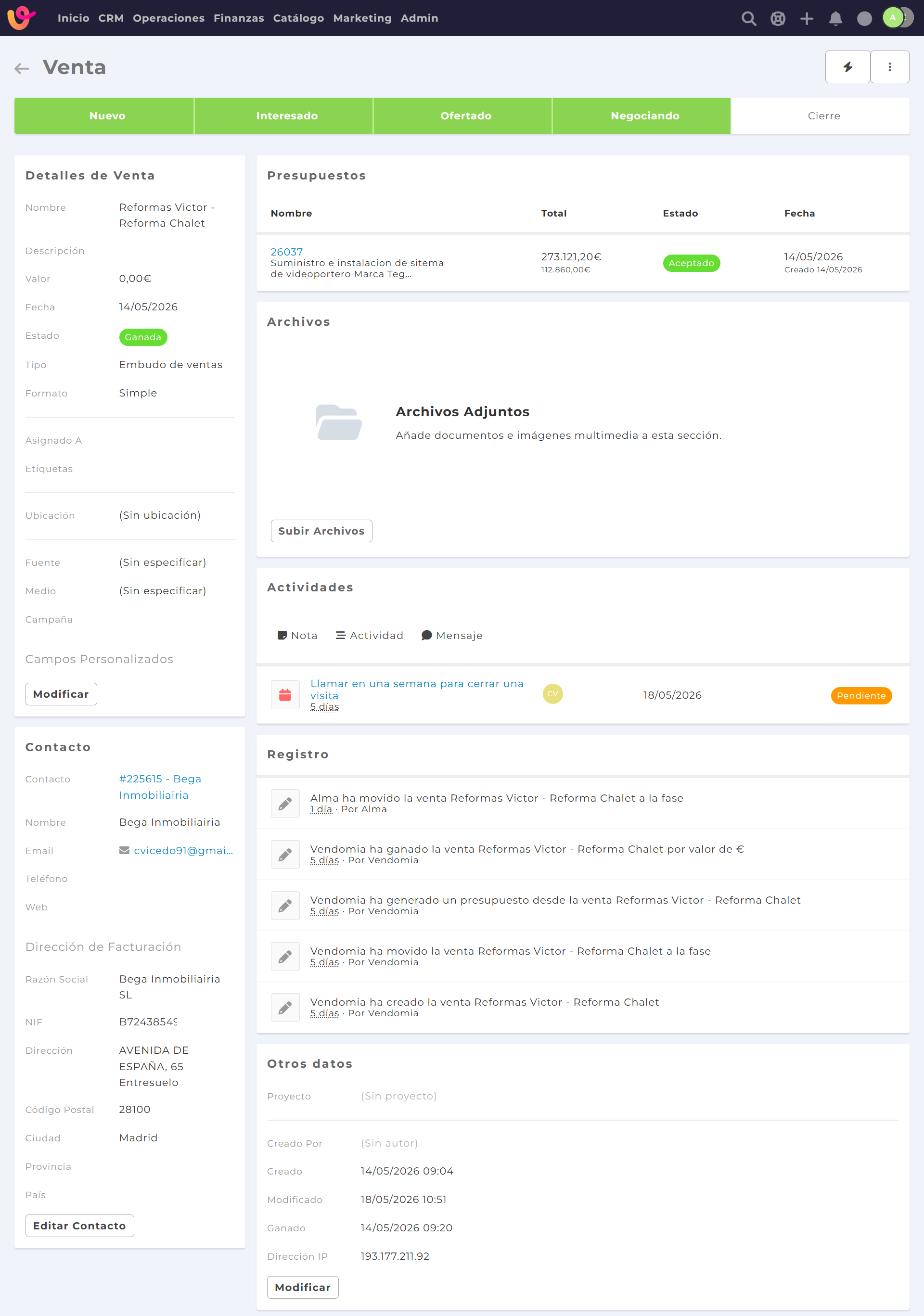 crm para empresas de reformas con seguimiento de clientes y presupuestos