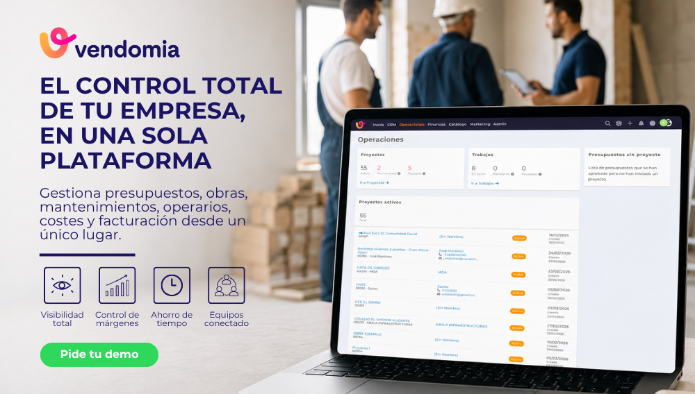 Demo gratuita de Vendomia para empresas de reformas y mantenimientos
