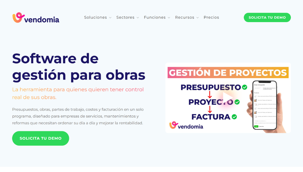 ERP construcci&oacute;n Espa&ntilde;a m&aacute;s completo pensado para oficios de la construcci&oacute;n: Vendomia