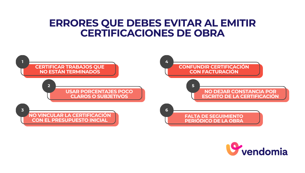 Errores comunes en las certificaciones de obra y cómo evitarlos durante la ejecución de una obra
