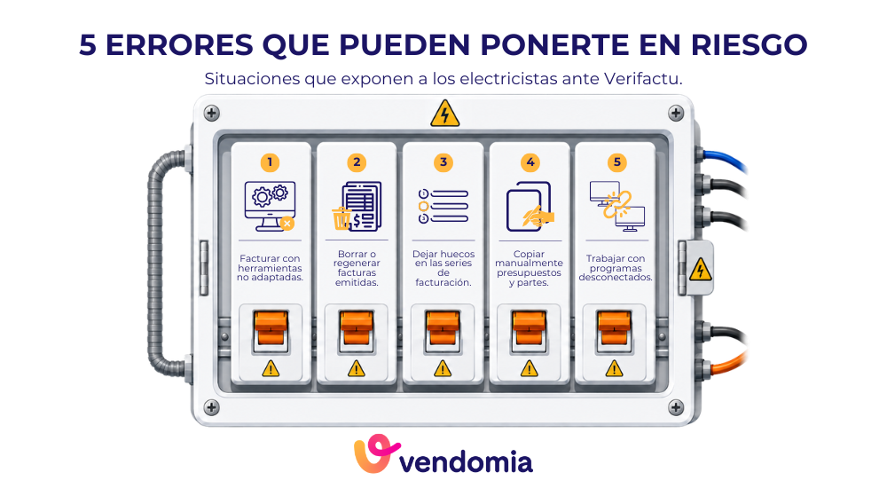 Cinco errores de facturación que pueden exponer a un electricista ante Verifactu