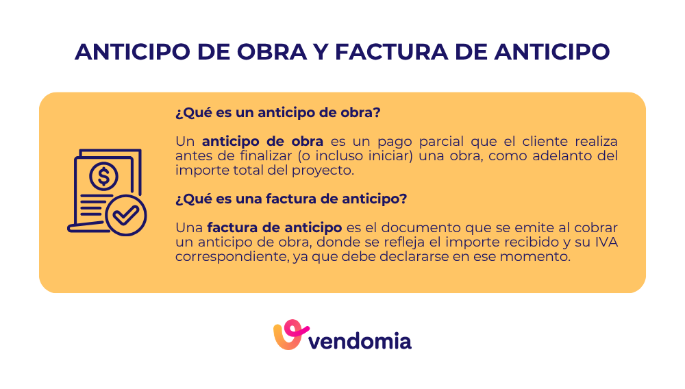 Qué es la factura de anticipo de obra y para qué sirve