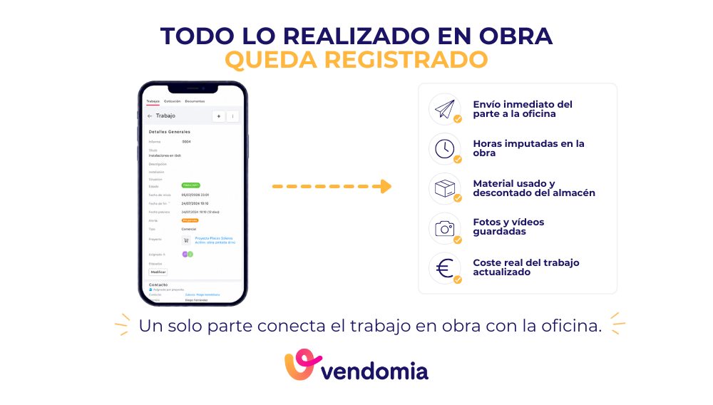 Parte de trabajo digital para pintores con horas materiales fotograf&iacute;as y firma