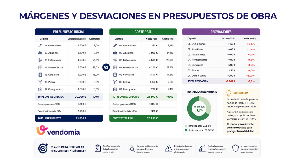 márgenes y desviaciones en un presupuesto de obra