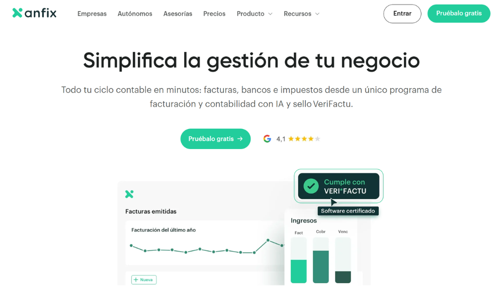 Software de gesti&oacute;n especializado en finanzas y contabilidad Anfix