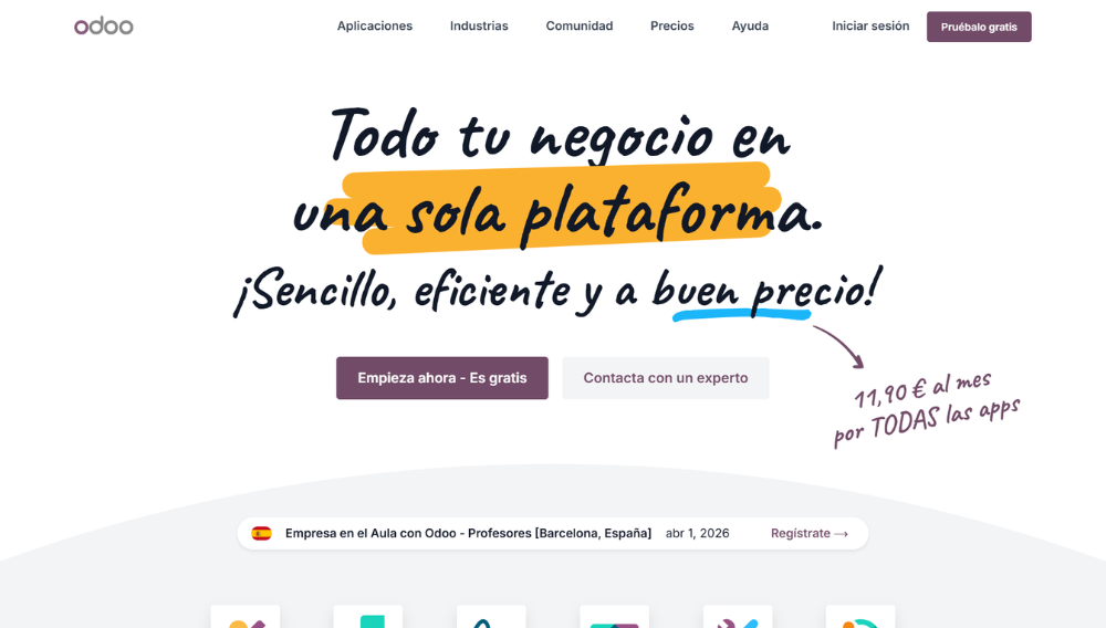 Software de gesti&oacute;n modular Odoo