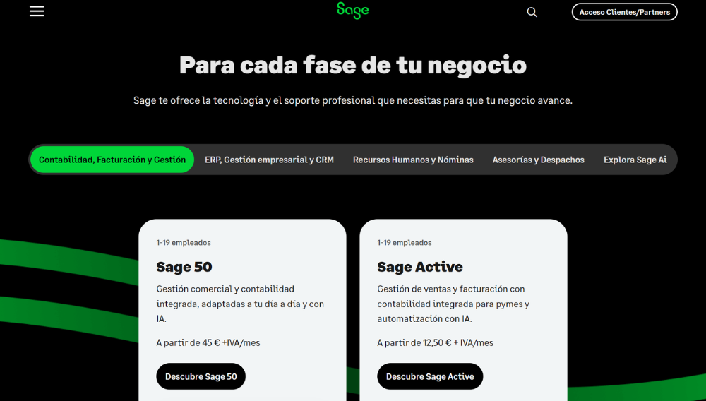 Software de gesti&oacute;n empresarial avanzada Sage