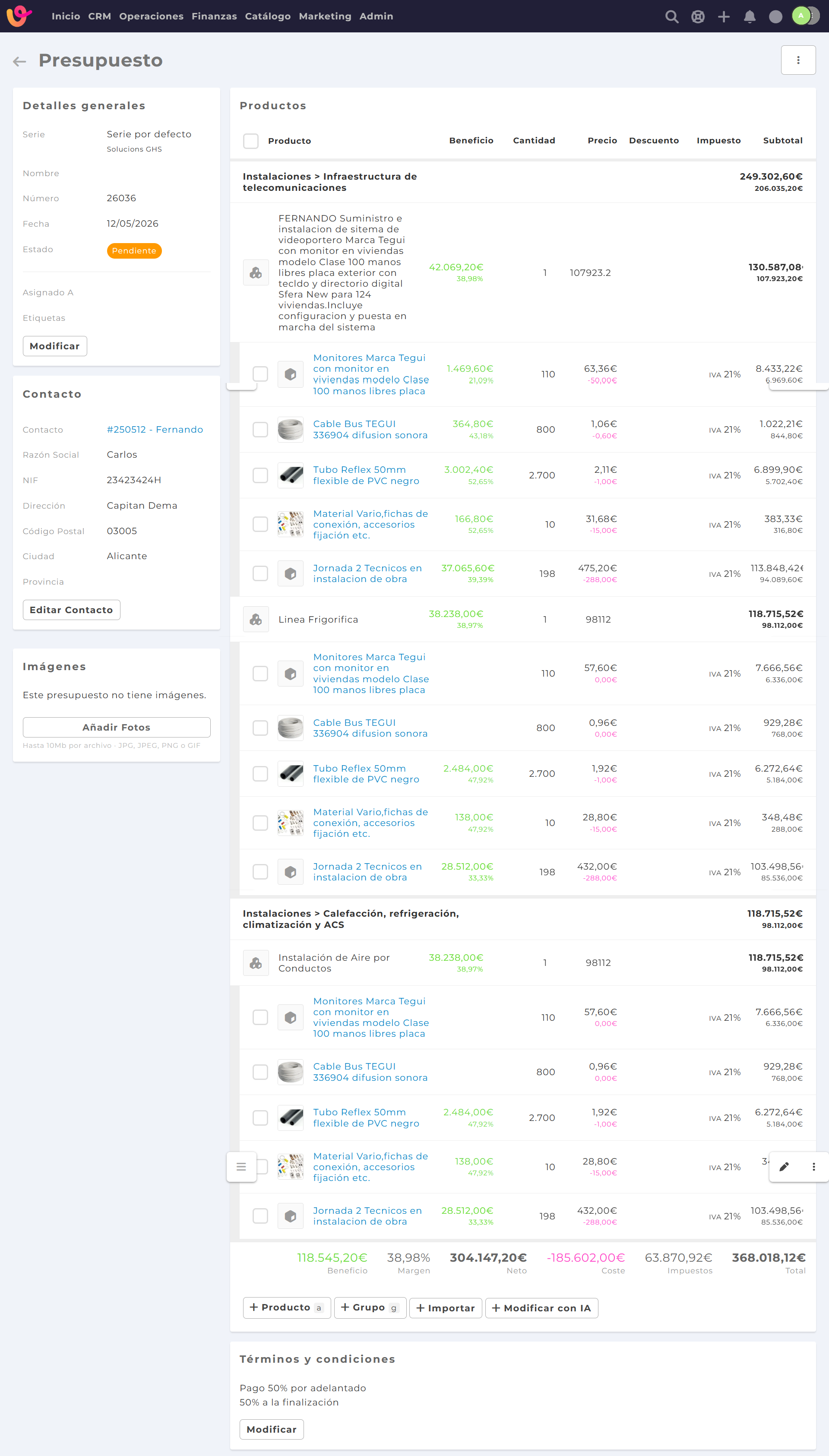 Software de presupuestos para obras y reformas con cap&iacute;tulos, partidas y control de costes