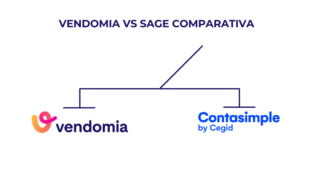 Infografía con los logos de Vendomia vs Contasimple comparativa de software de facturación para pymes y empresas de reformas y oficios en España