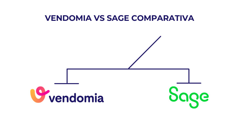 Infografía con los logos de Vendomia vs Zoho comparativa en una balanza representando al mejor software de facturación y gestión de proyectos para pymes y empresas de oficios en España